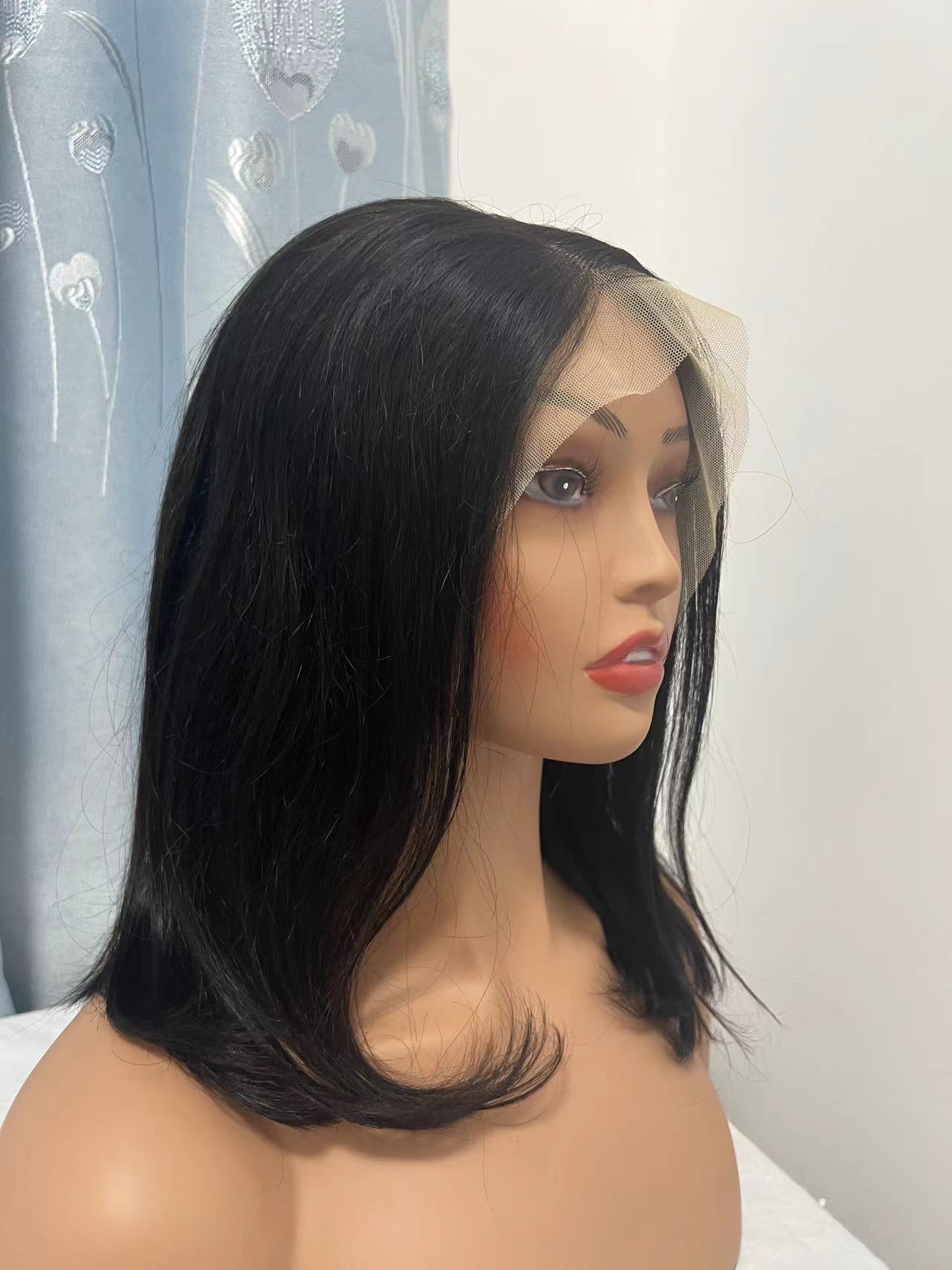 Pre-made 10A Top Virgin Straight 13x4 Transparent Lace Bob Wigs - 180% Density