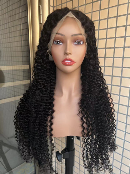 Pre-made 10A Top Virgin Kinky Curly 13x4 Transparent Lace Frontal Wigs - 180% Density